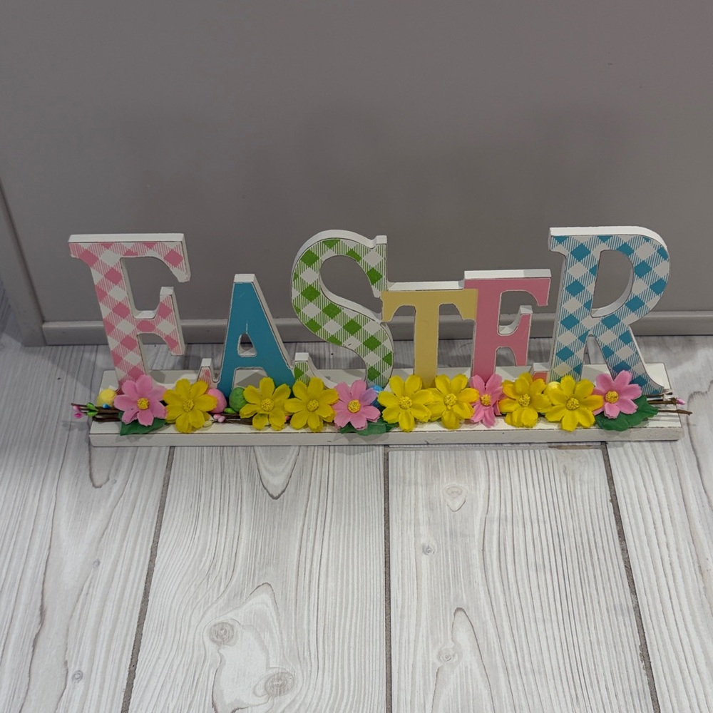 Colorful Easter Sign with Flowers